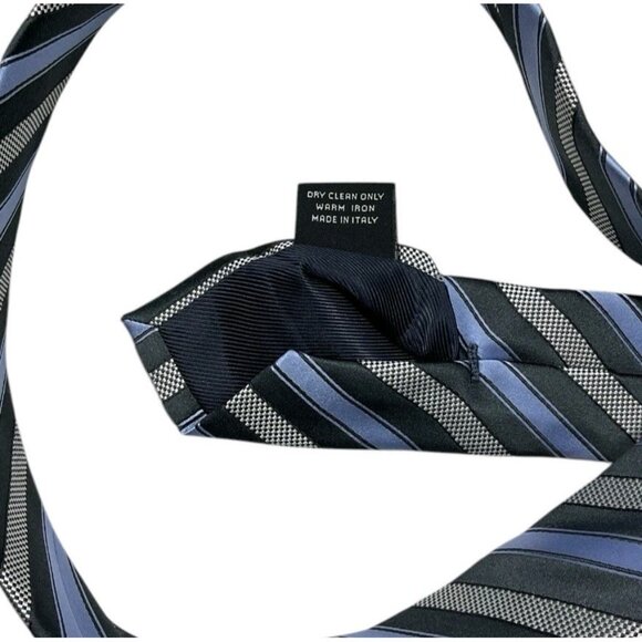 ERMENEGILDO ZEGNA Men's 100% Silk Necktie LUXURY Gray Blue Striped W:3.6" EUC - Picture 3 of 5